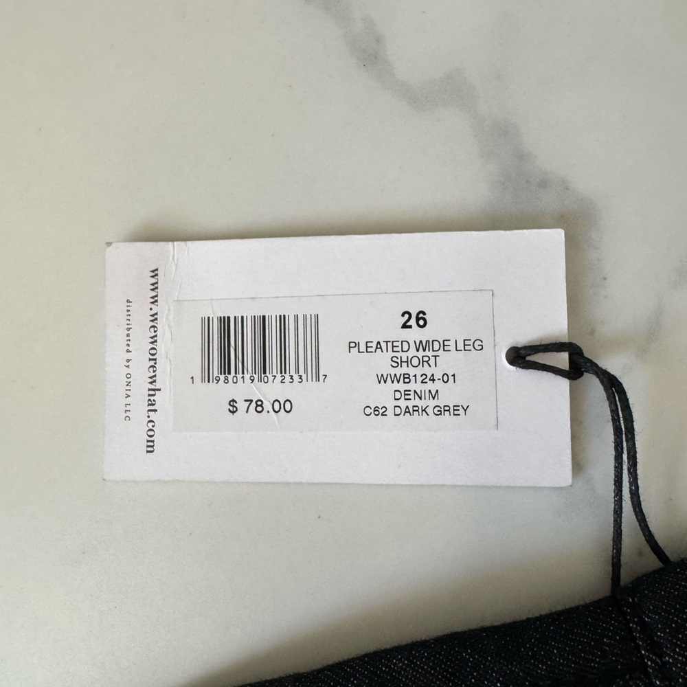 WeWoreWhat Wide Leg Dark Denim Jean Shorts - Picture 3 of 5